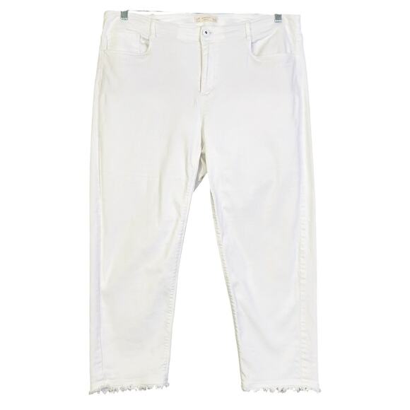 J Jill Womens Authentic Fit Cropped Jeans Plus Size 16 White Denim Raw Hem Soft - Picture 2 of 15